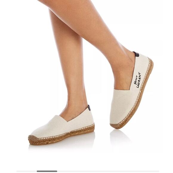 Saint Laurent Signature Canvas Flat Espadrilles Size 39.5 US 6.5 - Picture 1 of 14